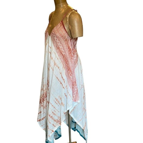 Lovestitch Boho Handkerchief Hem Beach Dress Cover-up Cotton S/M #96Q - Picture 3 of 6